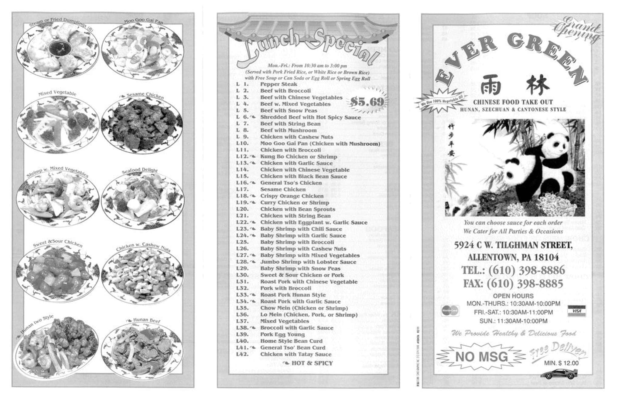 evergreen restaurant tourist club area menu
