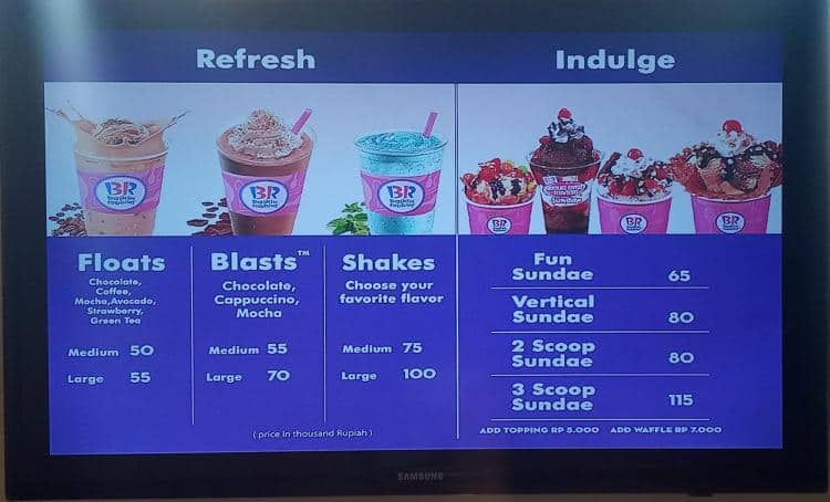 Baskin Robbins Menu, Menu for Baskin Robbins, Pasar Minggu, Jakarta ...