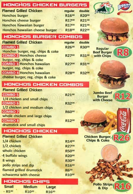 Menu at Honchos Soldiers Way - Durban Central restaurant, Durban, Shop ...