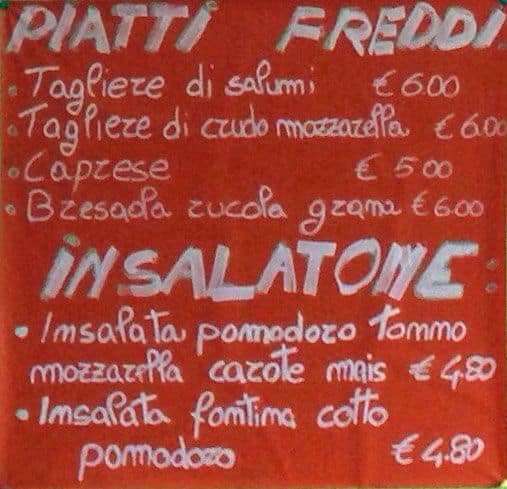 Menu di Caffetteria Ateneo Pitto and Girl Snc di Monaco M. & Garaffo A. 