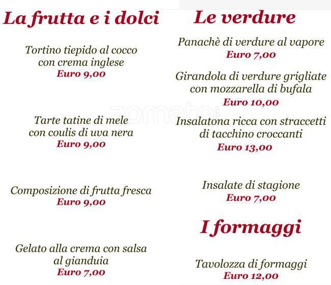 Menu di Il Capriccio 