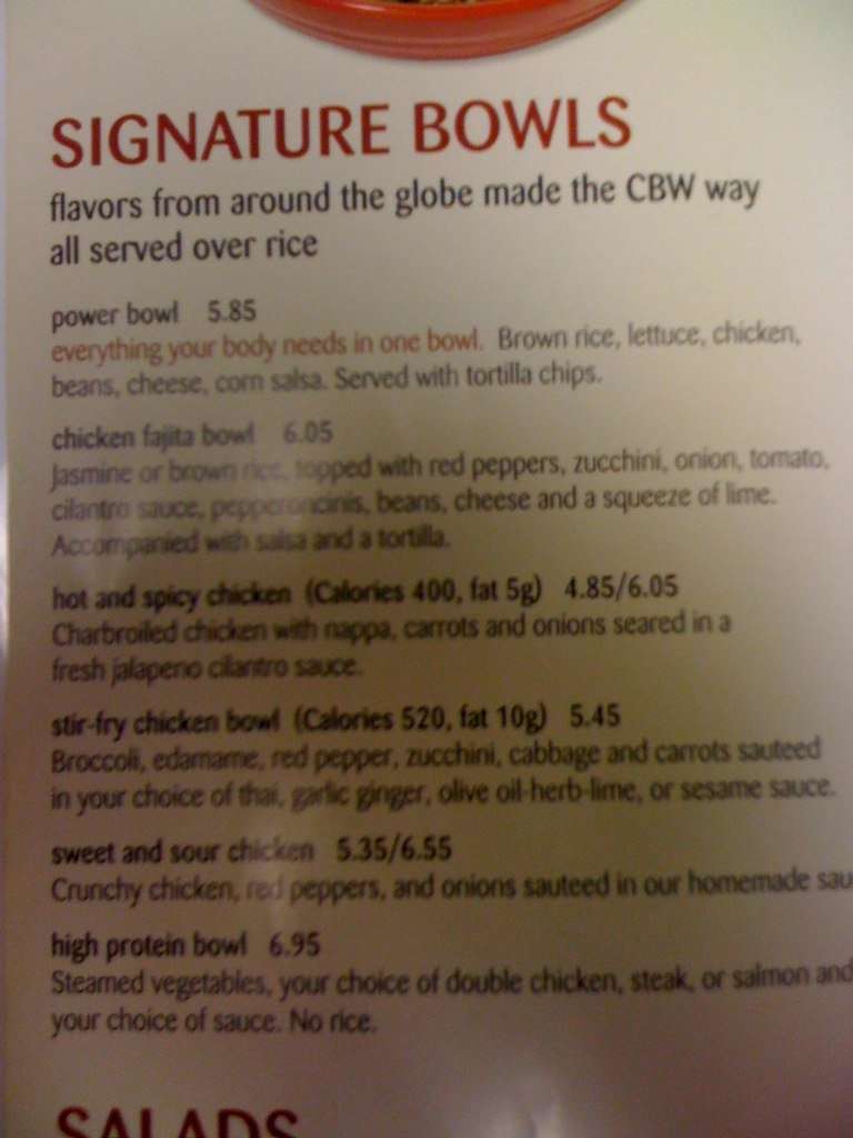 Crazy Bowls & Wraps menu, Menu restauracji Crazy Bowls & Wraps, Creve