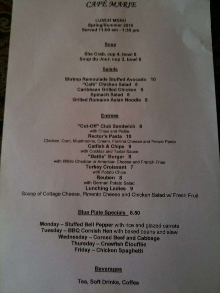 Cafe Marie Menu For Tunica Urbanspoon Zomato Cafe Marie Tunica Menu