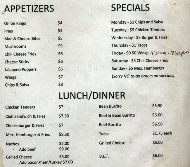 Club Level Sports Bar Menu, Menu for Club Level Sports Bar, Broomfield