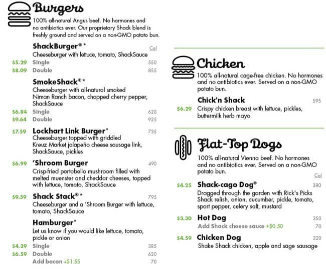 Shake Shack Menu Menu For Shake Shack Galleria Houston