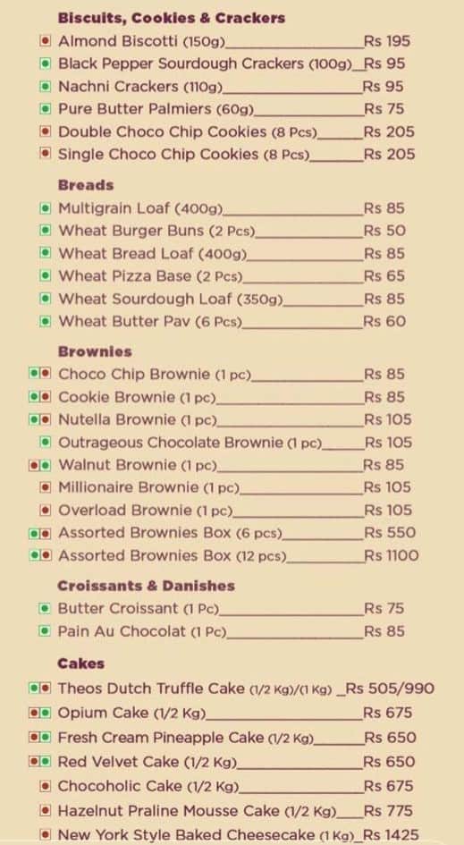 Theobroma Menu, Menu for Theobroma, SDA 