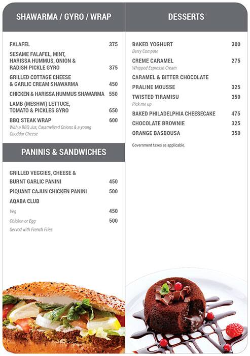 Aqaba menu