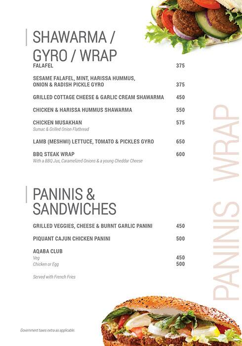 Aqaba menu