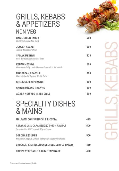Aqaba menu