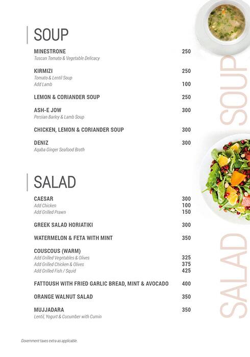 Aqaba menu