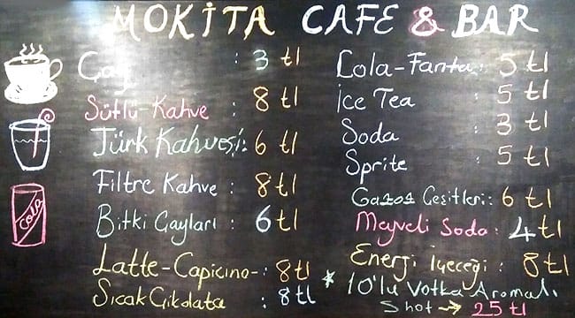 mokita cafe bar menu mokita cafe bar taksim istanbul icin menu