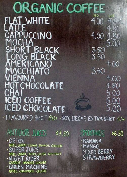 Antidote Cafe Menu, Menu for Antidote Cafe, Takapuna, Auckland