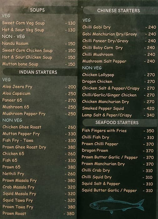 Menu of Thoondil, Akkarai, Chennai