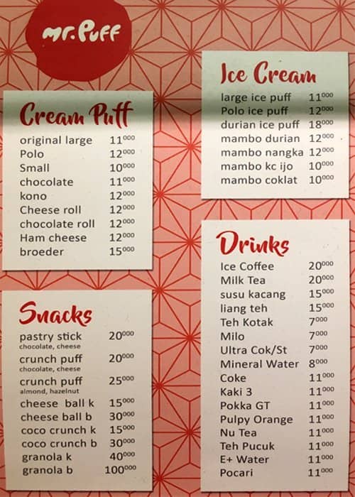 Mr. Puff Menu, Menu for Mr. Puff, Tanjung Duren, Jakarta Zomato Indonesia