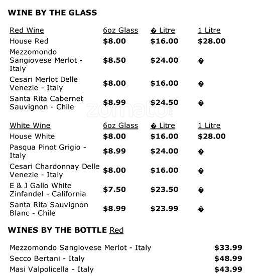Ottimo Ristorante & Pizzeria menu