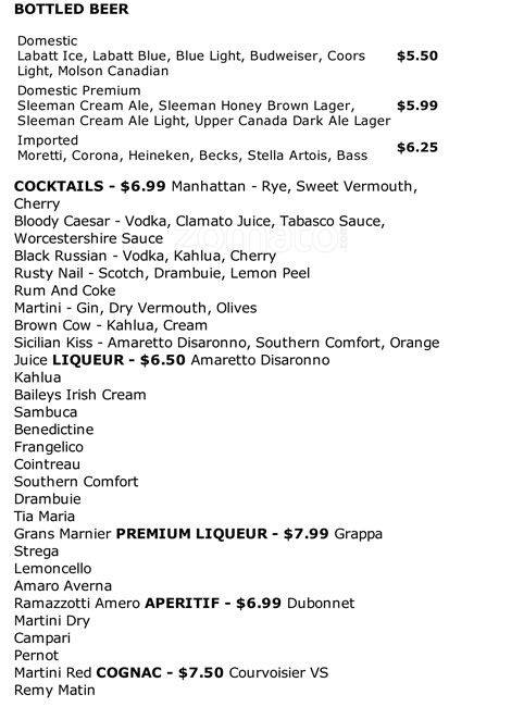 Ottimo Ristorante & Pizzeria menu