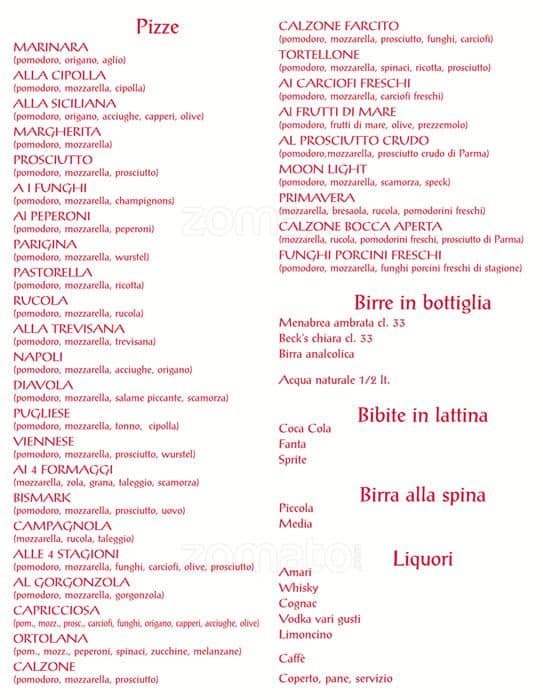 Menu di Moon Light 92 
