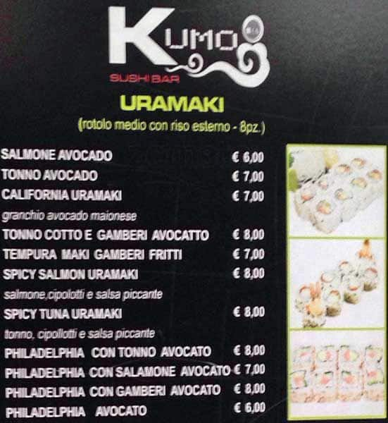 Menu di Kumo Sushi Bar 