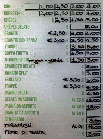 Menu di Cremeria Don Pepe 