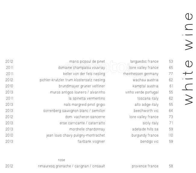 Pranzo menu