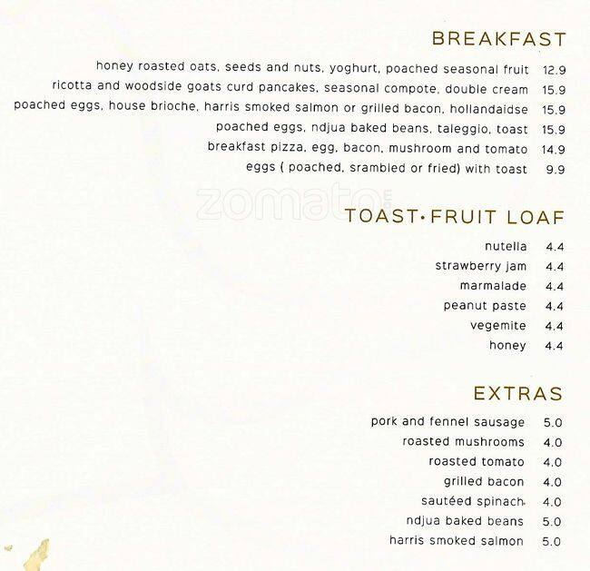 Pranzo menu