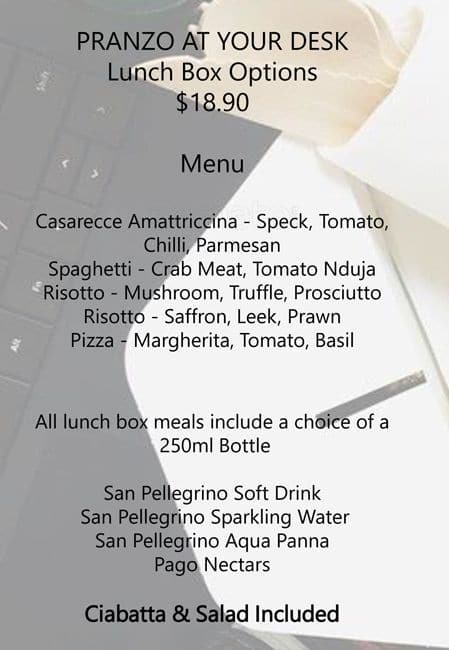 Pranzo menu