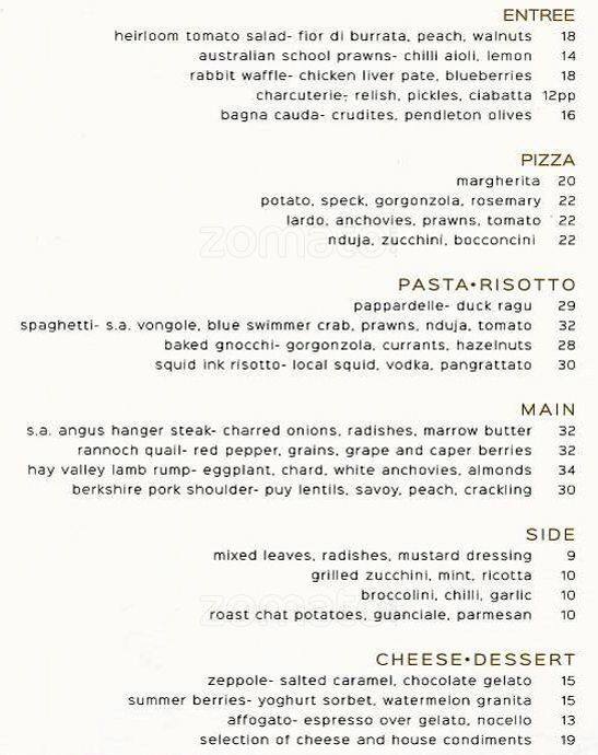Pranzo menu