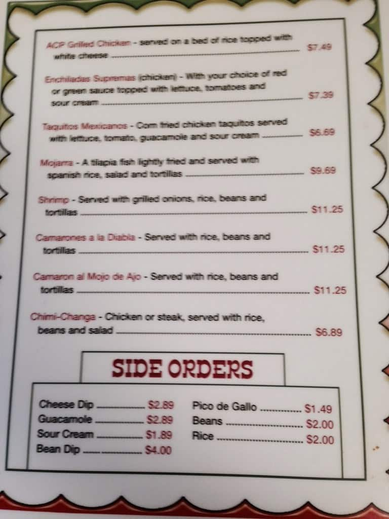 Menu at Taqueria El Paso restaurant, Boone