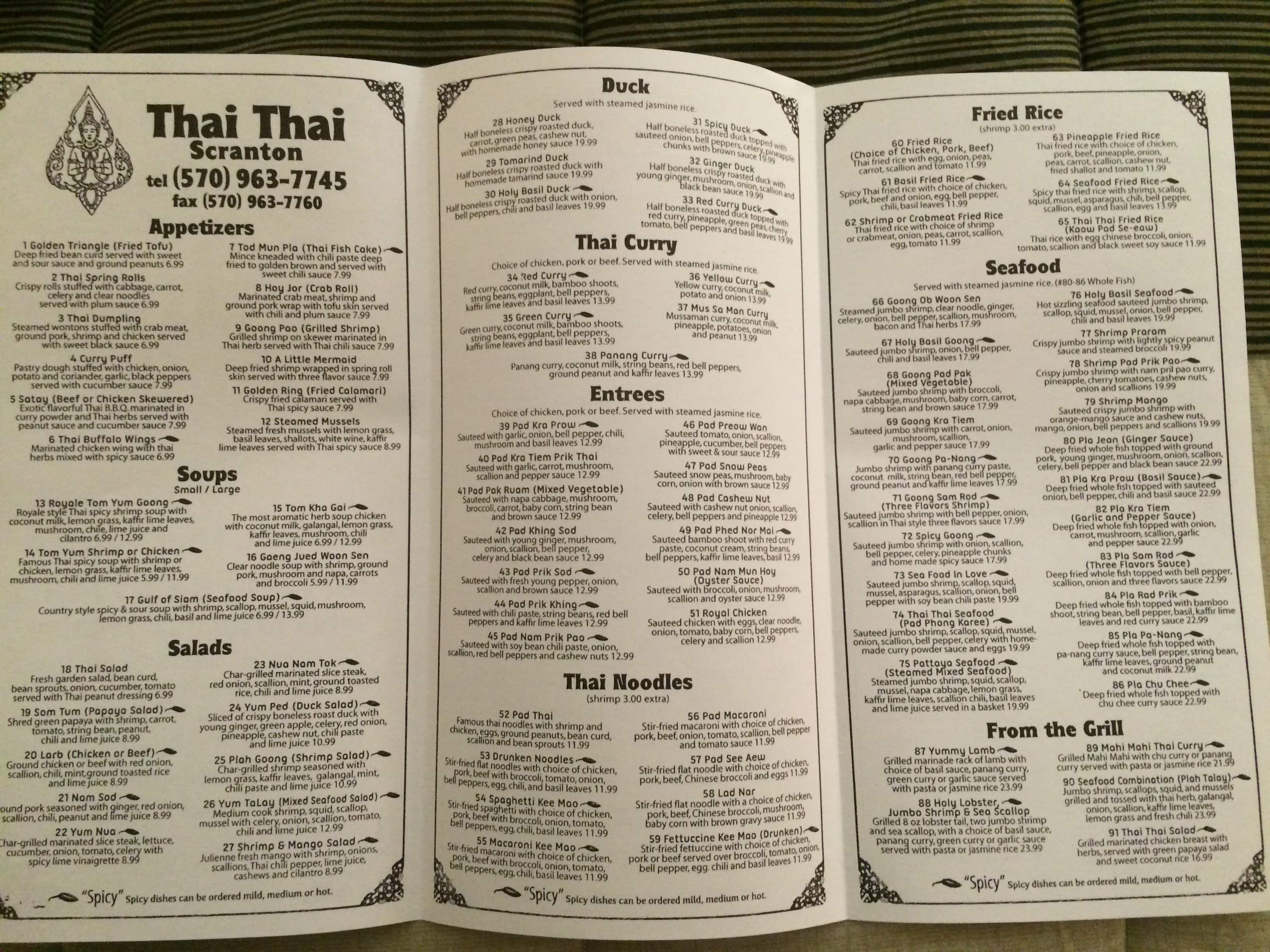 Thai Thai Menu Menu Restauracji Thai Thai Scranton Scranton Urbanspoonzomato 7028