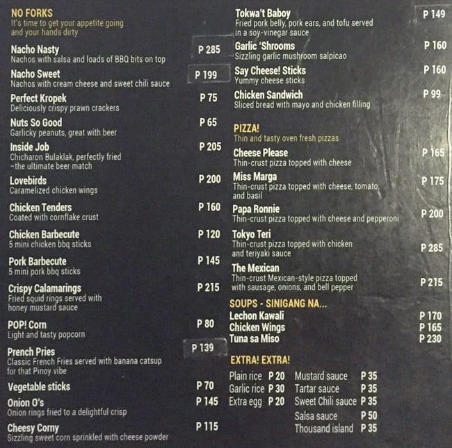 Chill Bar Menu, Menu for Chill Bar, Malate, Manila Zomato Philippines