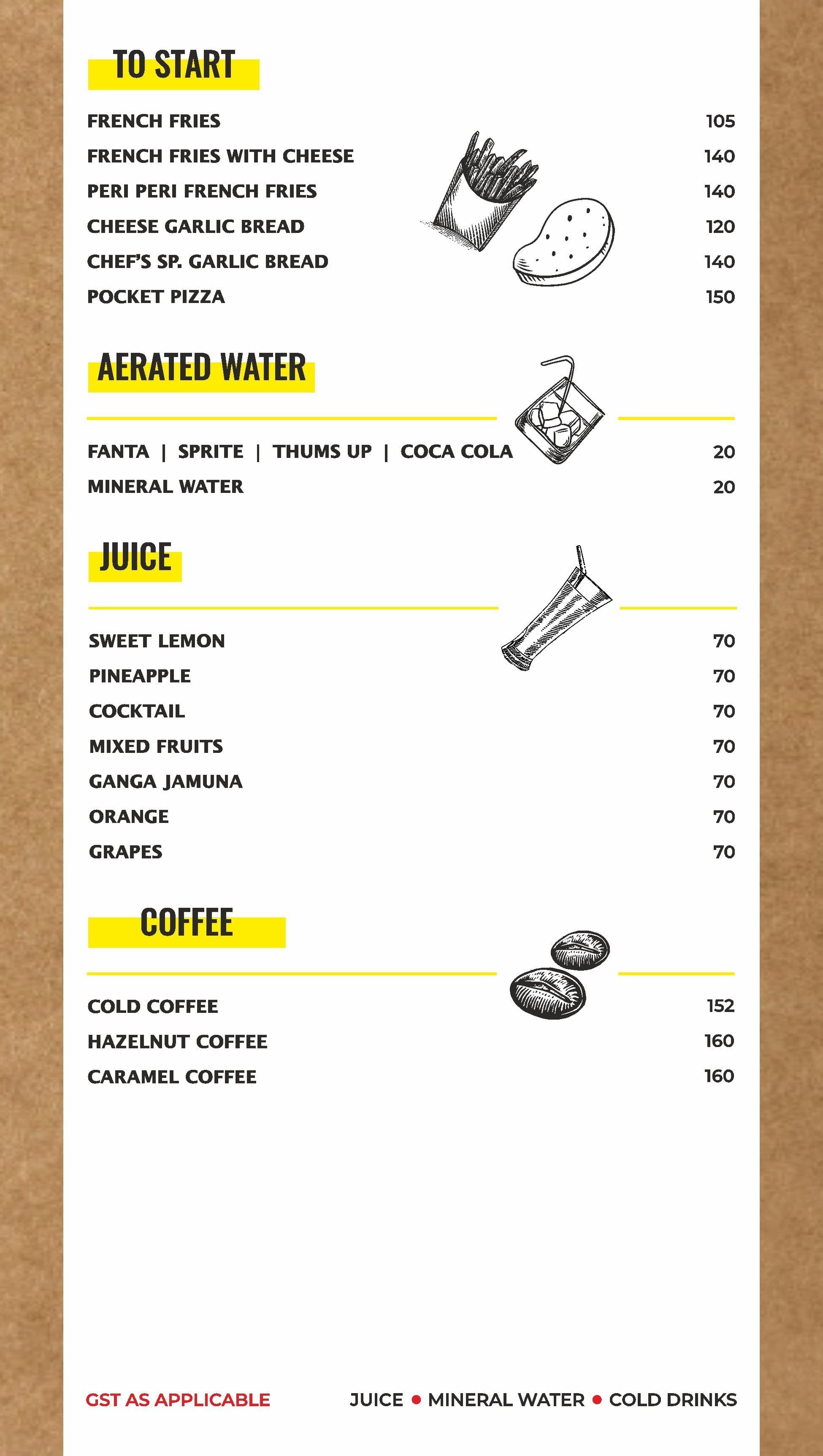 Menu of Shiv Ice Cream & Fast Food, Race Course, Rajkot