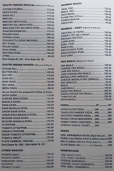 Radha Krishna Veg. Restaurant menu