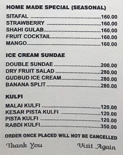 Radha Krishna Veg. Restaurant menu
