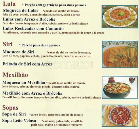 Restaurante Berbigão cardápio