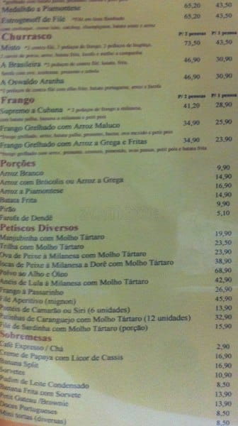 Restaurante Berbigão cardápio