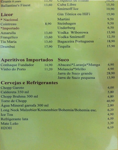 Restaurante Berbigão cardápio