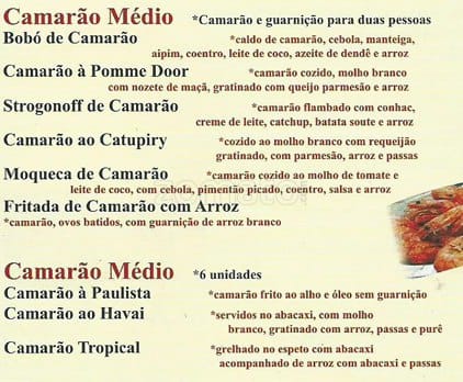 Restaurante Berbigão cardápio