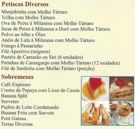 Restaurante Berbigão cardápio