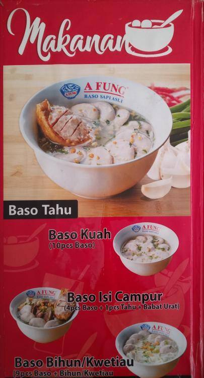 A Fung Baso Sapi Asli Menu Menu For A Fung Baso Sapi Asli Puri Indah