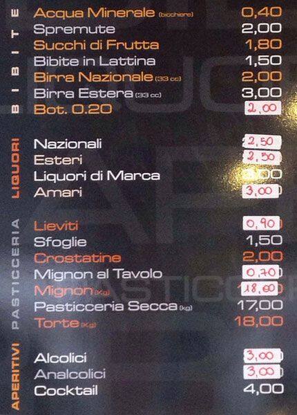 Babi Bar Pasticceria Speisekarte