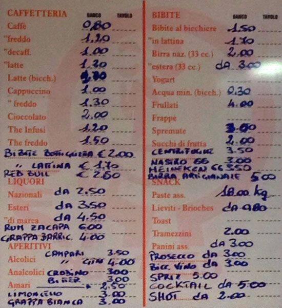 break caffe' Rome Speisekarte