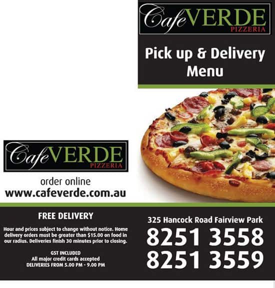 Menu at Cafe Verde Pizzeria, Fairview Park