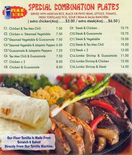 Menu at Taco King restaurant, New York City, 108th St