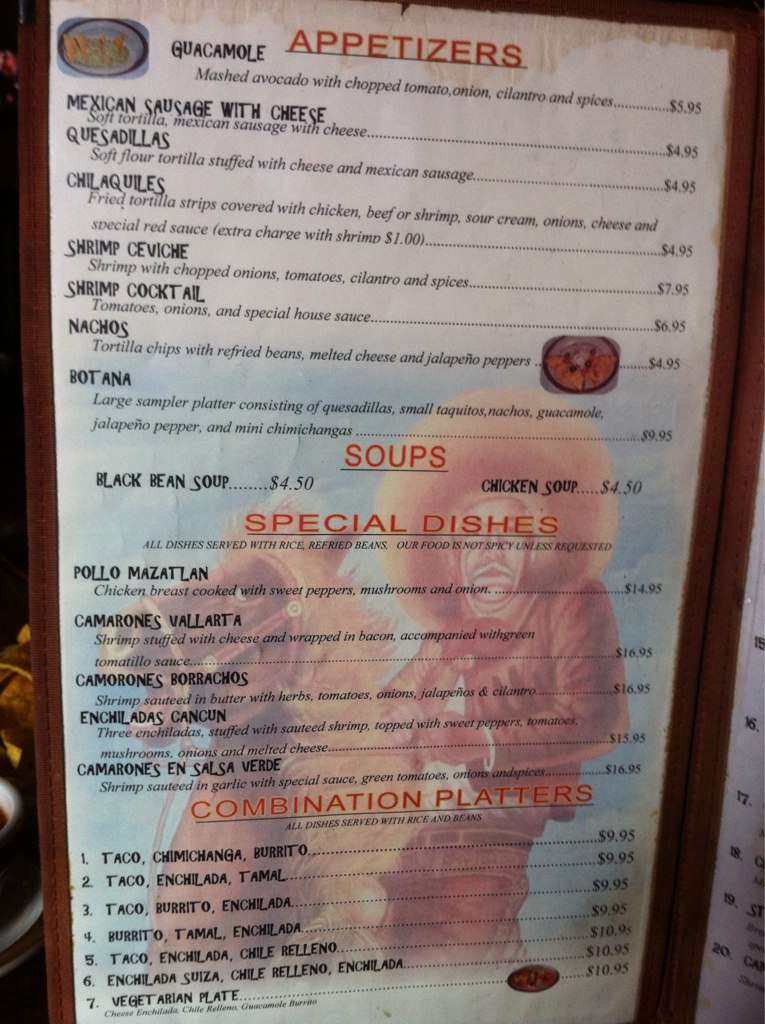 Menu at Hacienda restaurant, Goshen, NY17M