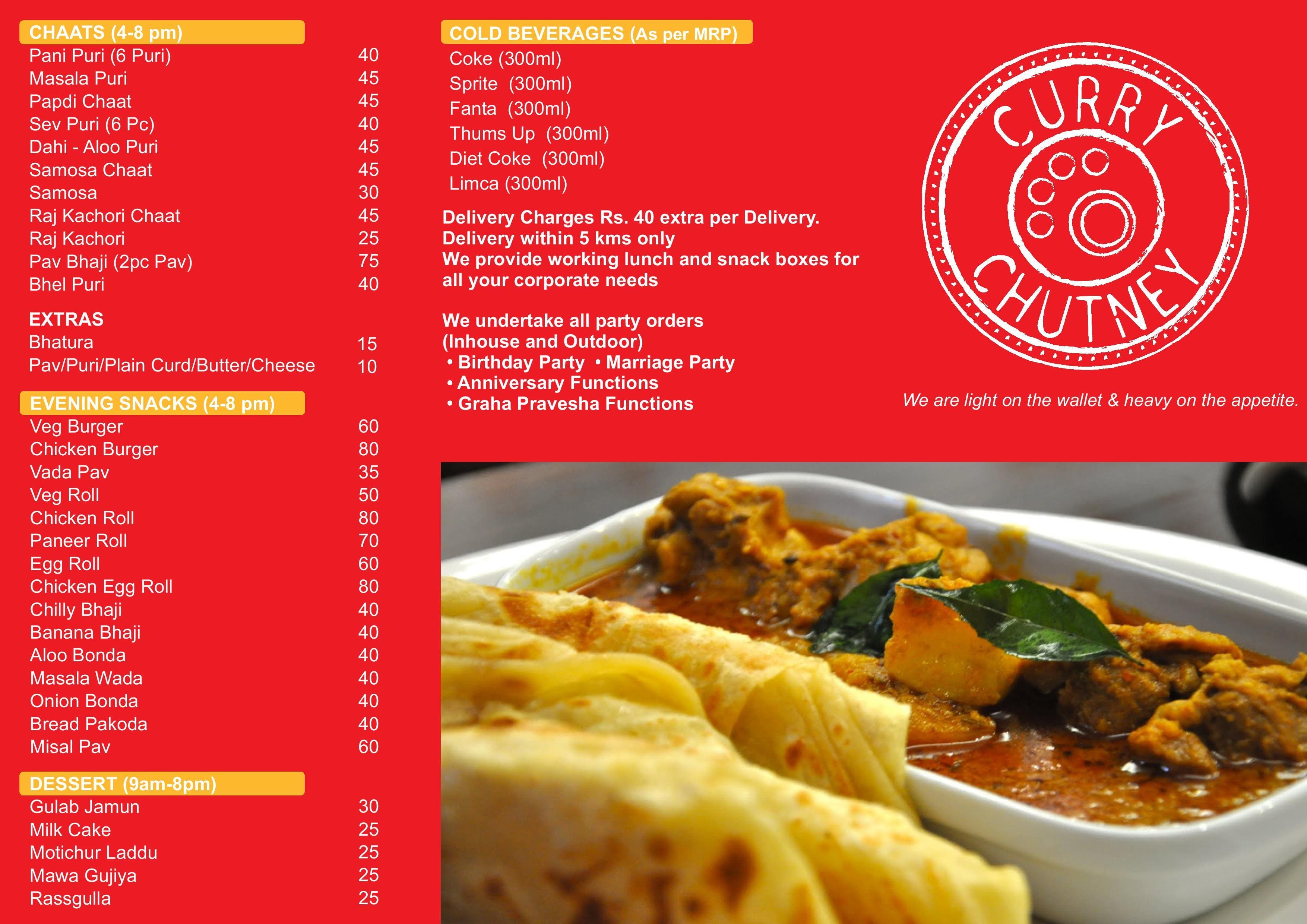 Curry Chutney Menu, Menu for Curry Chutney, Marathahalli, Bangalore