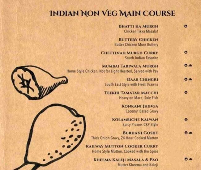Menu at Sumeruu, Mumbai