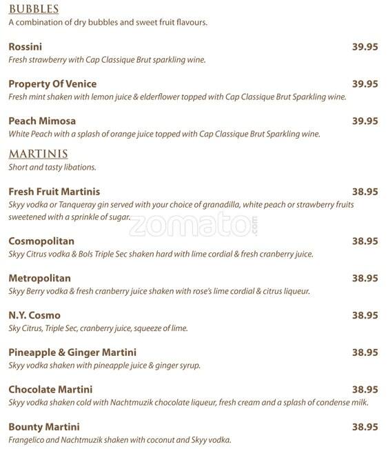 Menu at Cafe Dela Salute, Sandton