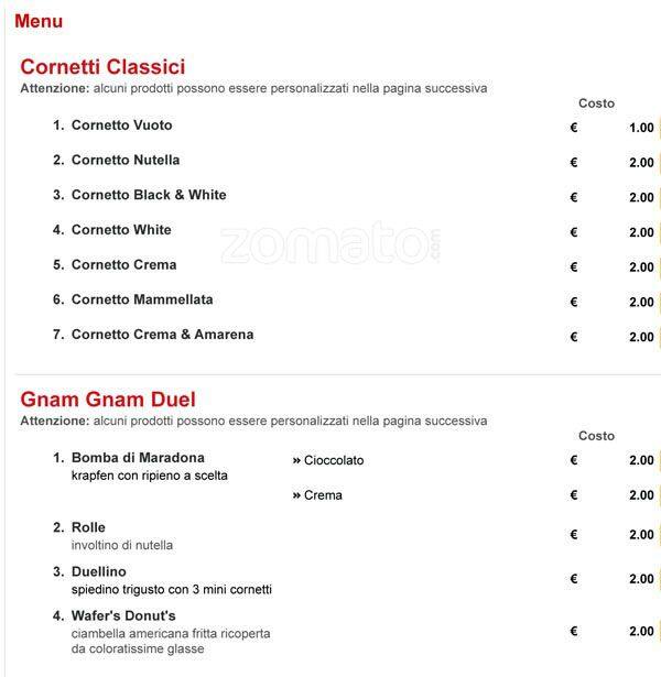 Menu di Cornetteria Duel 