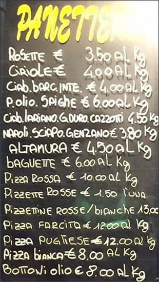 Menu di Forno Firenze 