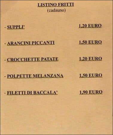 Menu di Forno Firenze 